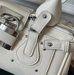 Satchel Lock Detail Leather Handbag