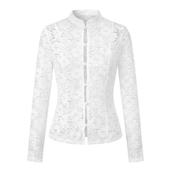 Floral Lace Mandarin Collar Top