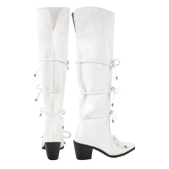 Pointed Toe Bow Detail Knee High Boots