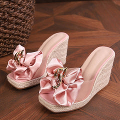 Wedges Pink Butterfly-knot Platform Sandals