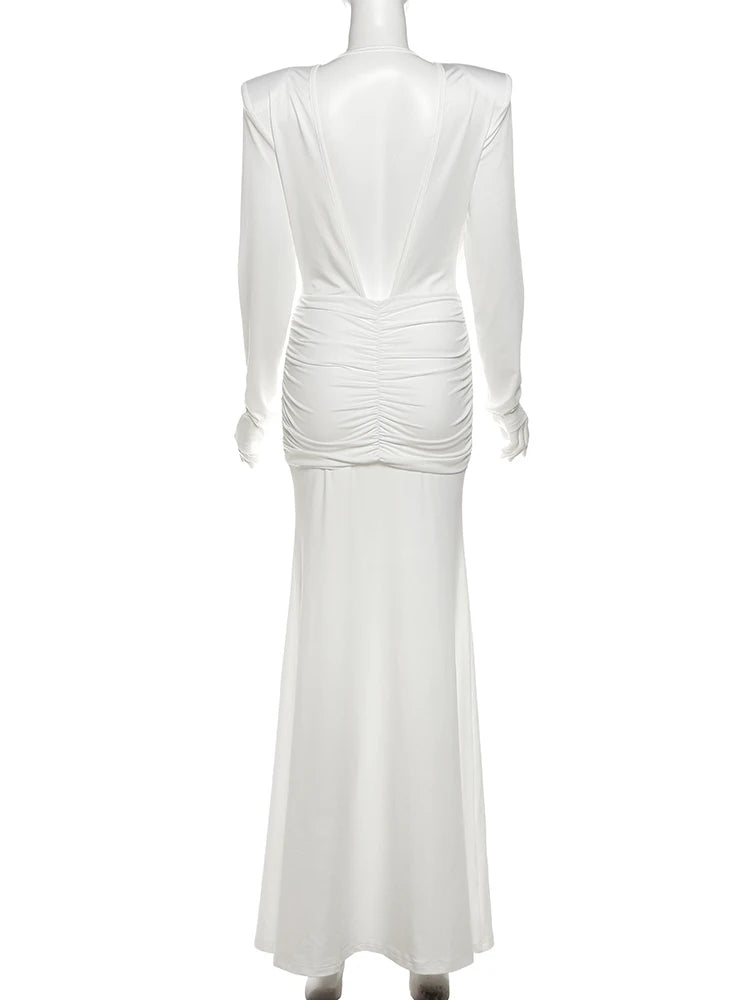 White dress on a mannequin against a white background