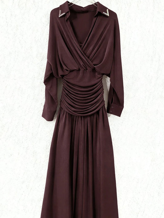 Brown maxi dress laid flat