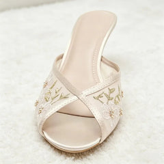 Embroidered Floral Stiletto Mules