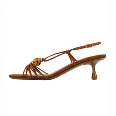 Beaded Kitten Heel Slingback Sandals