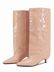 Kitten Heel Crocodile Pattern Boots