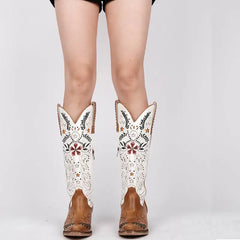 Front view of embroidered western cowboy boots