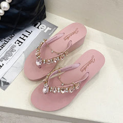 Embellished Wedge Flip Flops