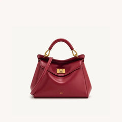 Crocodile Embossed Top Handle Lock-Down Bag