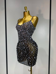 Rhinestone Sheer Bodycon Mini Dress