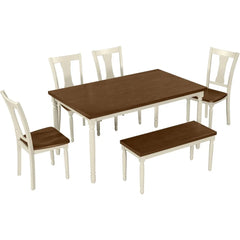 Dining set with a table and four chairs on a white background