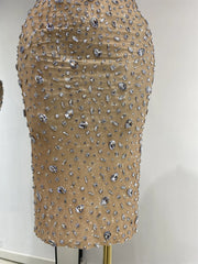 Spaghetti Strap Crystal Embellished Bodycon Long Dress