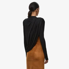 Draped Turtleneck Long Sleeve Top