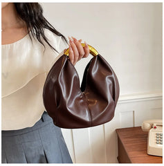 Metal Handle Soft PU Dumpling Shoulder Bag