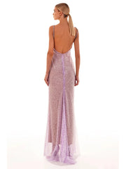 Chain Spaghetti Straps Sequins Maxi Dress