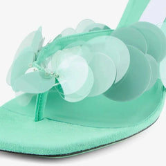 Sequin Embellished Heeled Thong Sandals