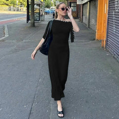 One Shoulder Hook Detail Neckline Maxi Dress