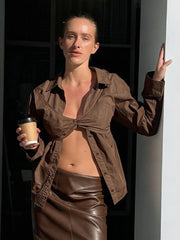 Twisted Front Button Shirt