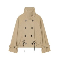 Stand collar double breasted coat