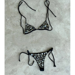 Button Embellished Swimwear Set