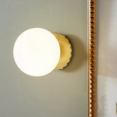  A close-up of the Golden Atelier Modern White Glass Wall Sconce, showcasing its intricate glasswork and sleek design. B