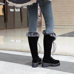 Velvet Zip Over-the-Knee Boots Fur Knee High Boots