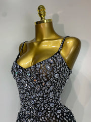 Rhinestone Sheer Bodycon Mini Dress