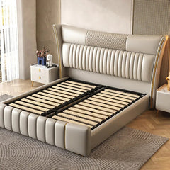 Bed Light 1.5M / 1.8M Leather Solid Wood Double Bed Frame