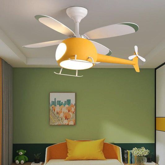 Helicopter Lamp Chandelier Children's Bedroom Ceiling Fan Aircraft Light 