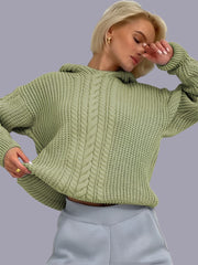 Knitted Hoodie Patchwork Oversized Thick Women's Sweater