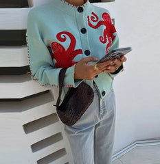 Octopus Jacquard Knit Cardigan