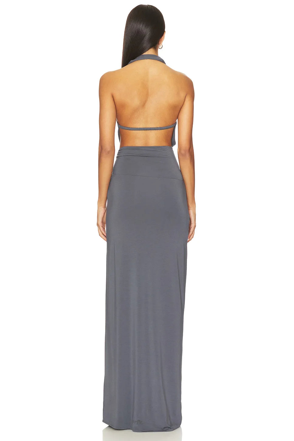 Halter neck cutout column dress back view