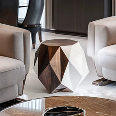 Geometric Solid Wood Stool| Creative Round Side Table| Low Stool