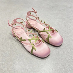 Pink silk floral kitten heel sandals with ankle straps