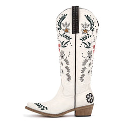 Embroidery Pointed Toe Western Boots