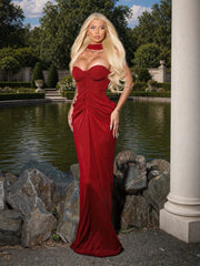 Strapless draped gown dress