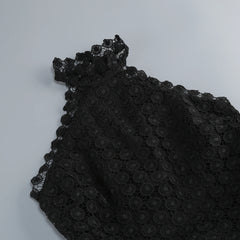Black Lace Halter Neck Puffy Mini Dress
