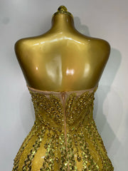 Strapless Sequined Diamond Embellished Mini Dress