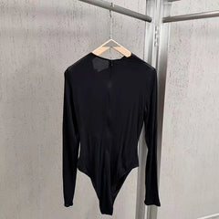 Black Heart Rhinestone Asymmetrical Bodysuit