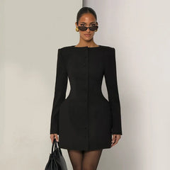 Button Structured Blazer Mini Dress