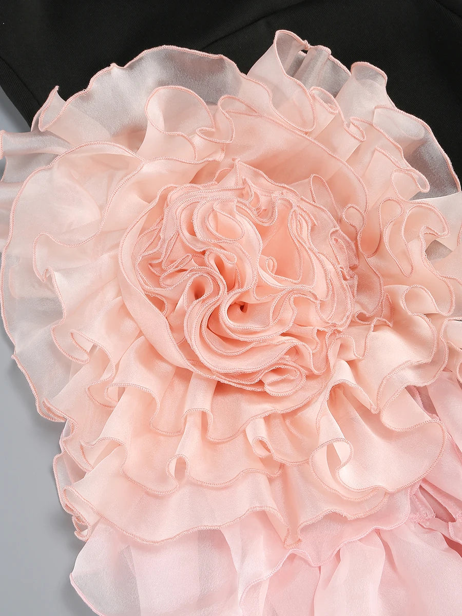 Close-up of a pink floral arrangement on a gray background