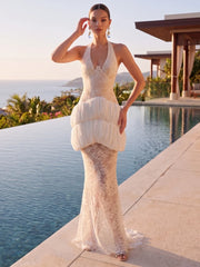 Lace halter neck dress