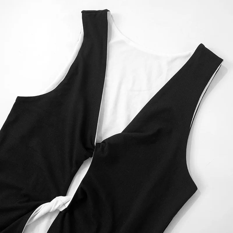 Reversible Tank Tops  V Neck Hollow Out Twisted Crop Top