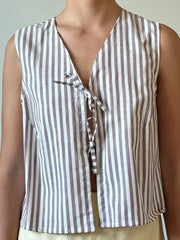 Gingham Tie Front Sleeveless Crop Top