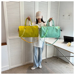 Crocodile Embossed Travel Duffle Bag