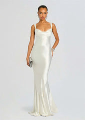 Satin Cowl Neck Open Back Maxi Dress