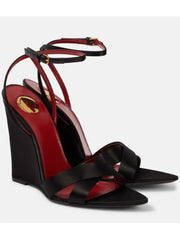 Wedge Gold Heel Ankle Strap Sandal