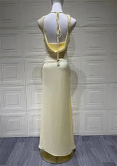 Ruched Cowl Neck Sleeveless Maxi Dress