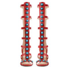 Fringed Turquoise Studded Knee High Boots