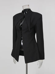 Cutout Collar Structured Blazer Jacket