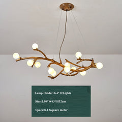 Tree Branch Frosted Glass Bubble LED Light Chandelier